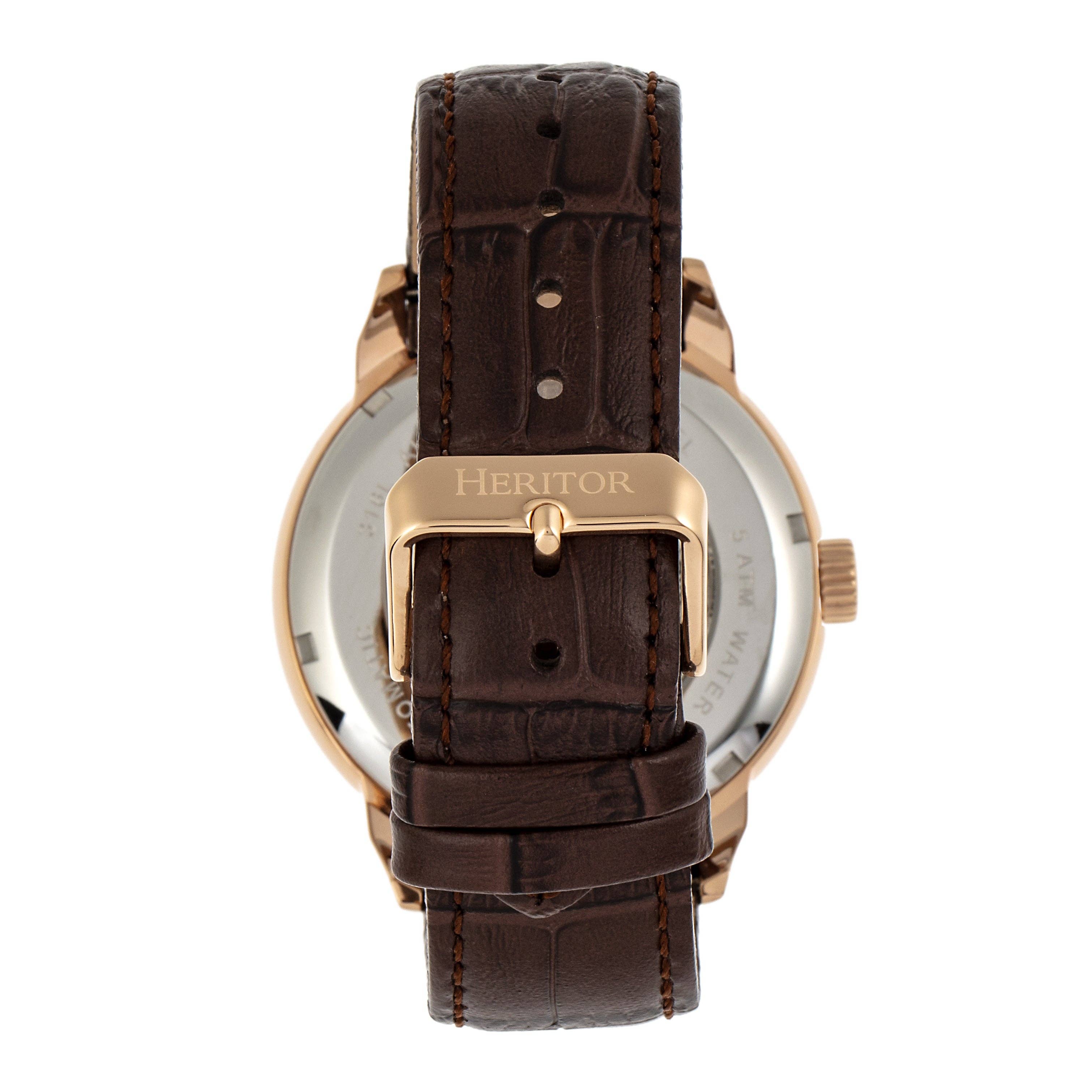 Heritor Automatic - Wholesale Wrist Watch - Men's - Heritor Automatic Sanford Semi-Skeleton Leather-Band Watch14