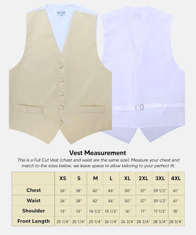 Dubal Brothers - Wholesale Suit Vest - Men's - Vittorio Farina Solid Satin Vest Set (White Back) Var. 01 (Beige-Maize)6