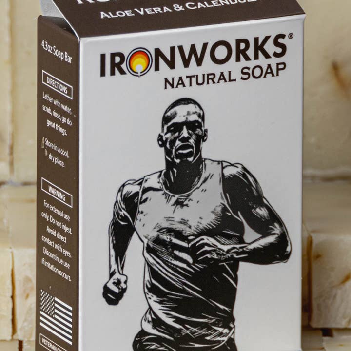 IRONWORKS Soap Company - Wholesale Bar Soap - Men's - The Running Man Soap – Aloe Vera & Calendula (Unscented)