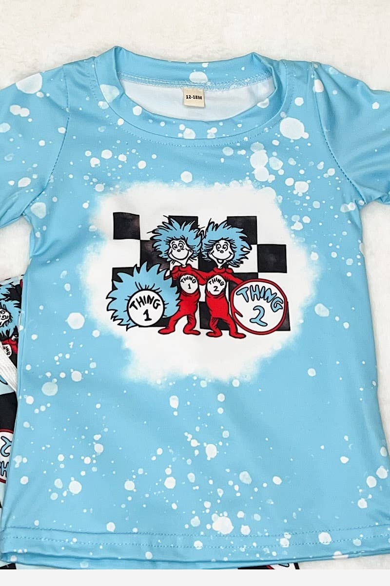 Kids Charm Online - Wholesale Sleepwear Set - Kids - THING ONE & TWO" BOYS CHECKER PAJAMAS SET. BSPO110113-AMY1