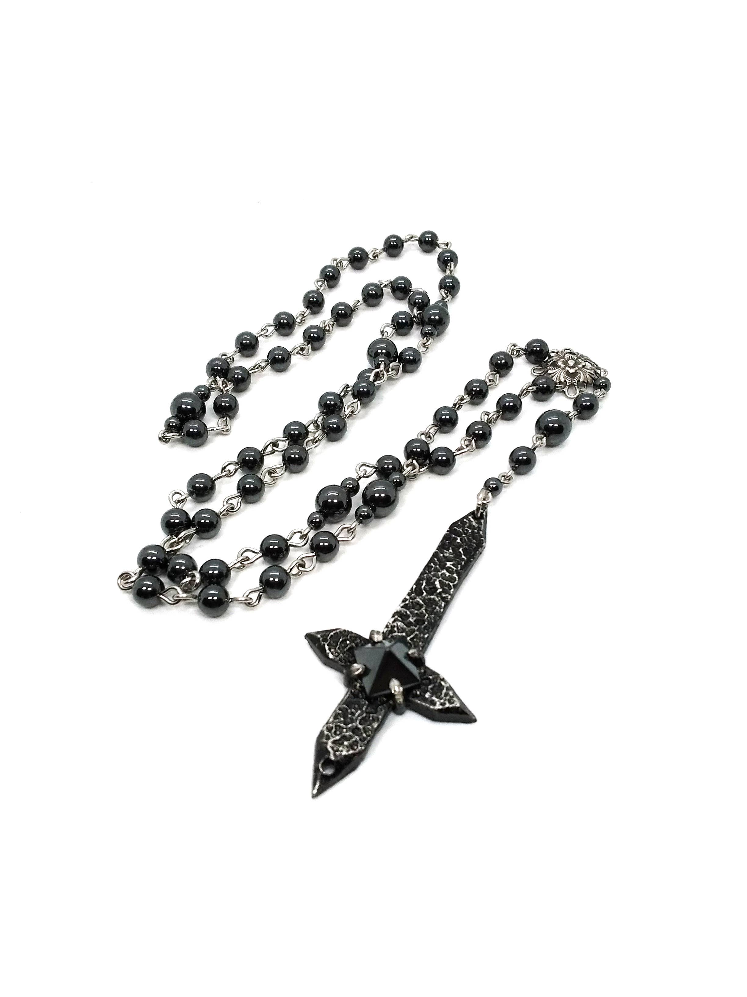 JunkyardBat - Wholesale Prayer Beads Necklace - Spiked Cross Rosary1