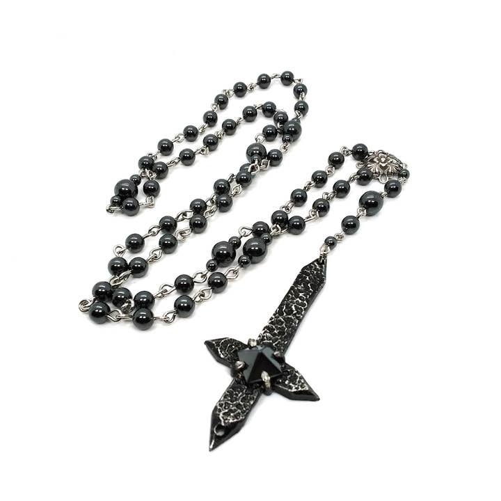 JunkyardBat - Wholesale Prayer beads necklace - Spiked Cross Rosary1