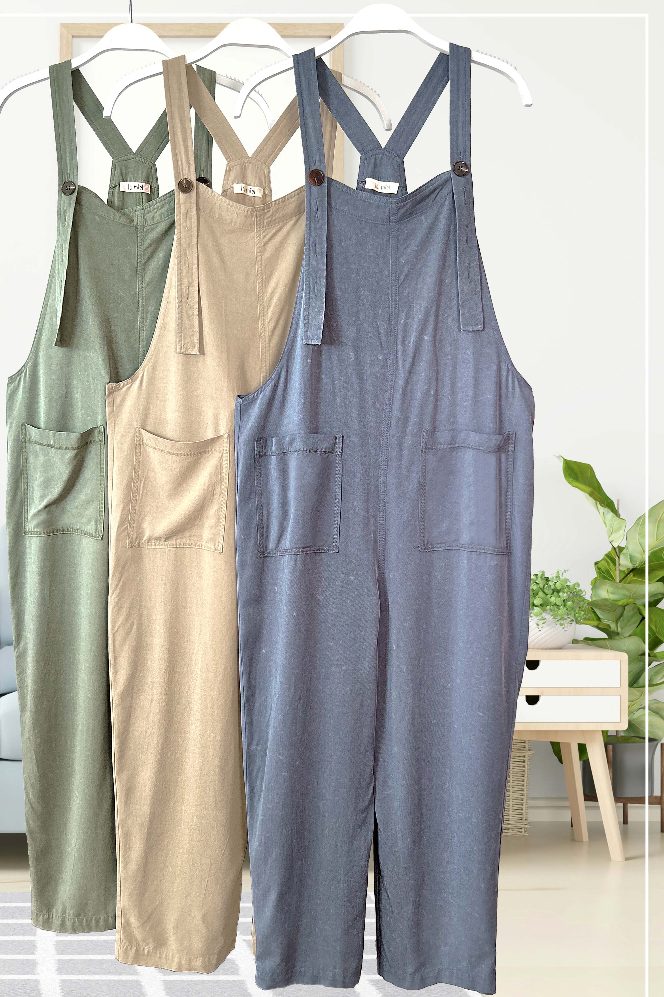 La Miel – Großhandel Jumpsuit – Damen – MCD9320 Mineral Washer Overall mit Taschen in lockerer Passform18