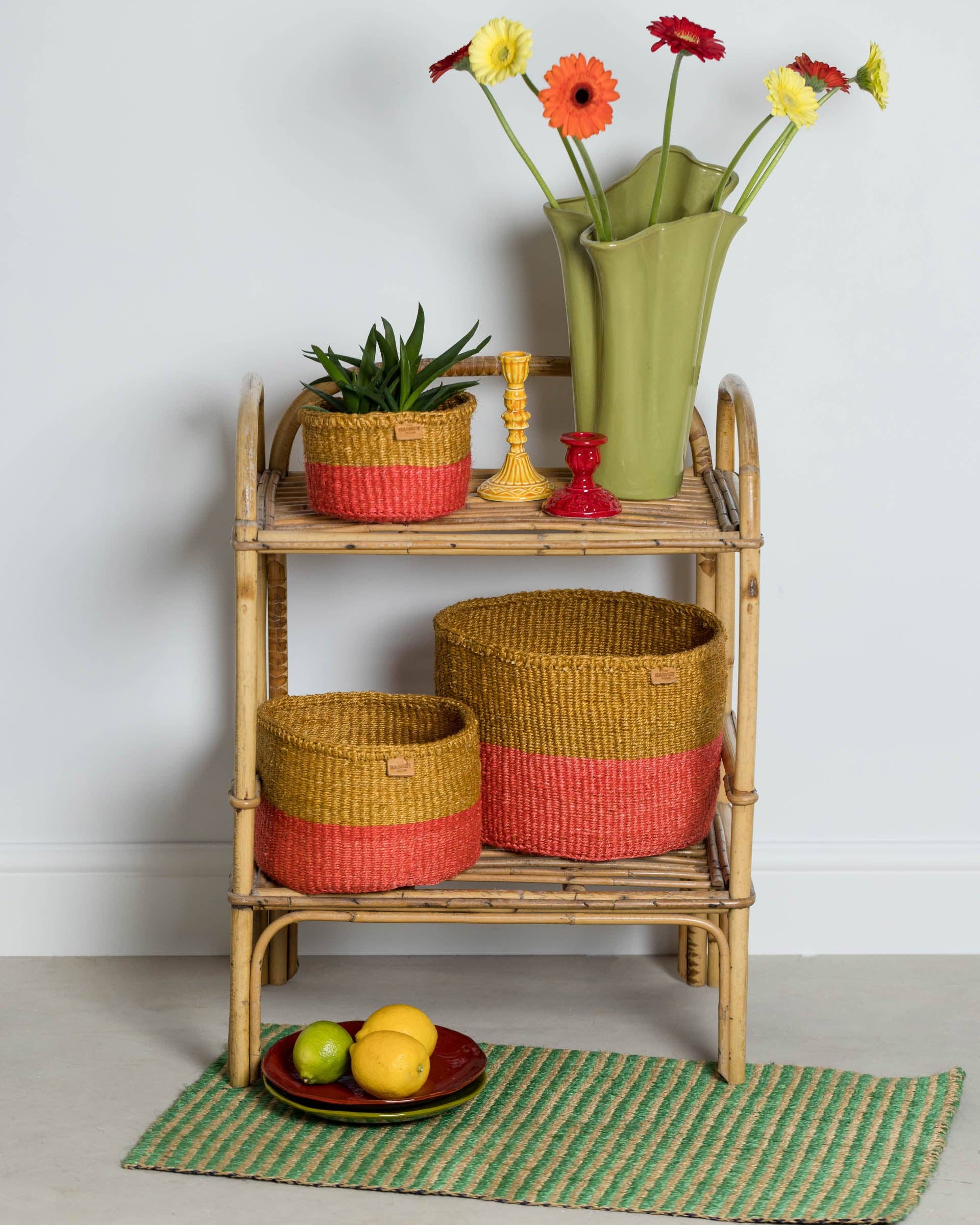 The Basket Room – wholesale Door mat – LENGO: Green & Brown Woven Sisal Doormat1