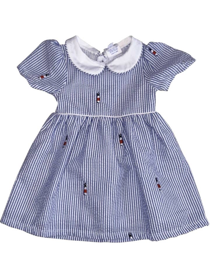 Sankaty Seersucker Dress with Peter Pan Collar for wholesale by Piping Prints