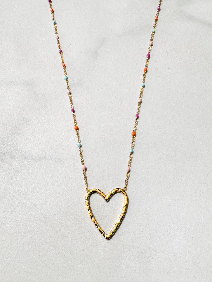 Herzkette mit emaillierten Punkten für den Großhandel von Cassette Barcelona