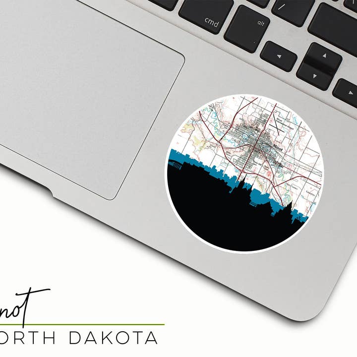 Paperfinch Design - Wholesale Sticker - Minot ND city sticker | city map and skyline