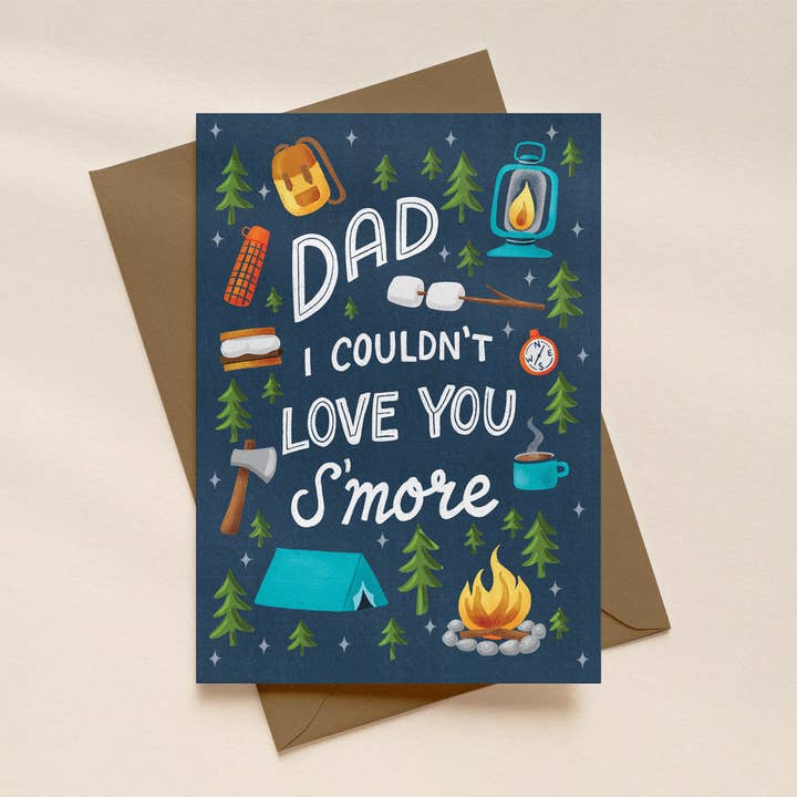 Dad I Couldn't Love You S'more Pun Father's Day Card for wholesale by Silky Rose Design