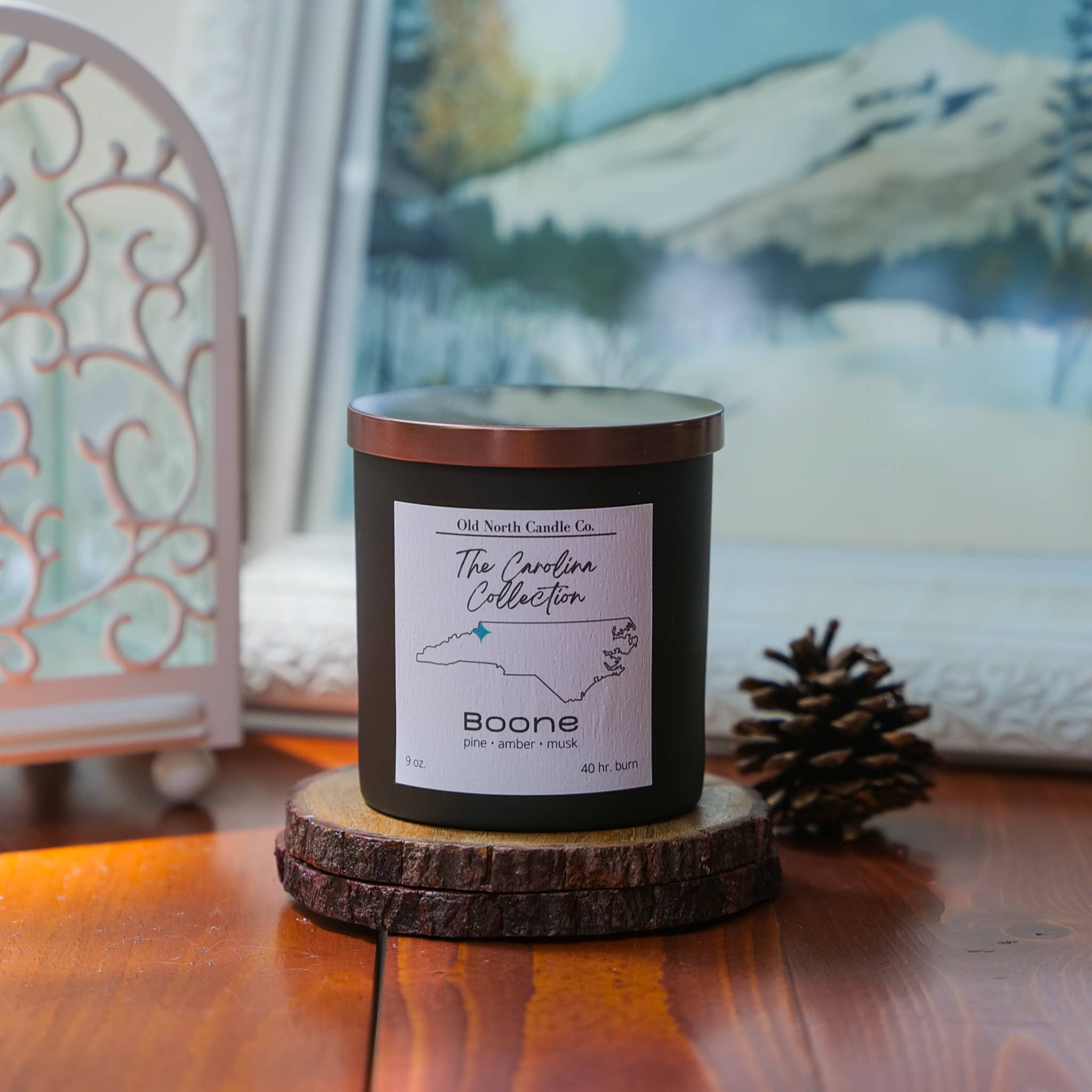 Old North Candle Co - Wholesale Jar/Filled Candle - Boone Candle - 8 oz Matte Black Glass0