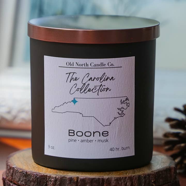 Old North Candle Co - Wholesale Jar/Filled Candle - Boone Candle - 8 oz Matte Black Glass0