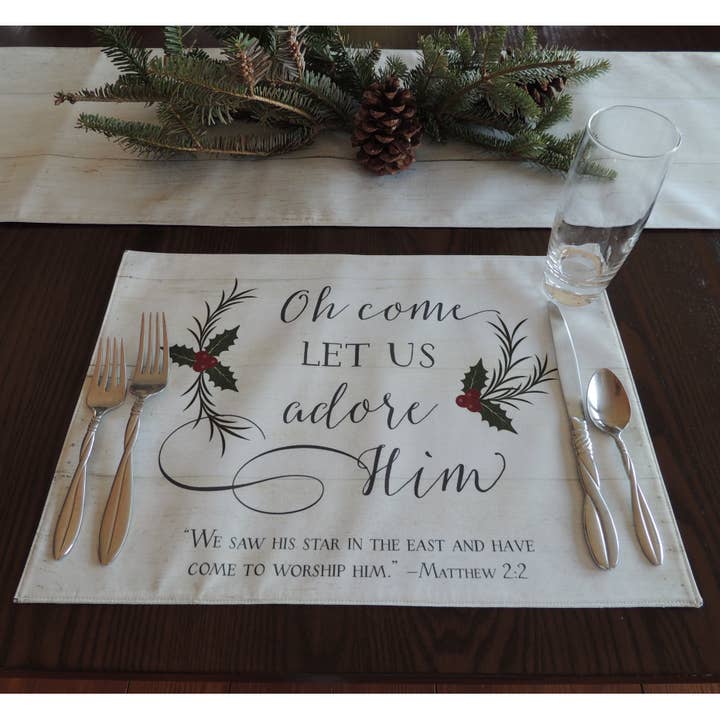 Come Let Us Adore Him Placemat for wholesale by Abbey + CA Gift