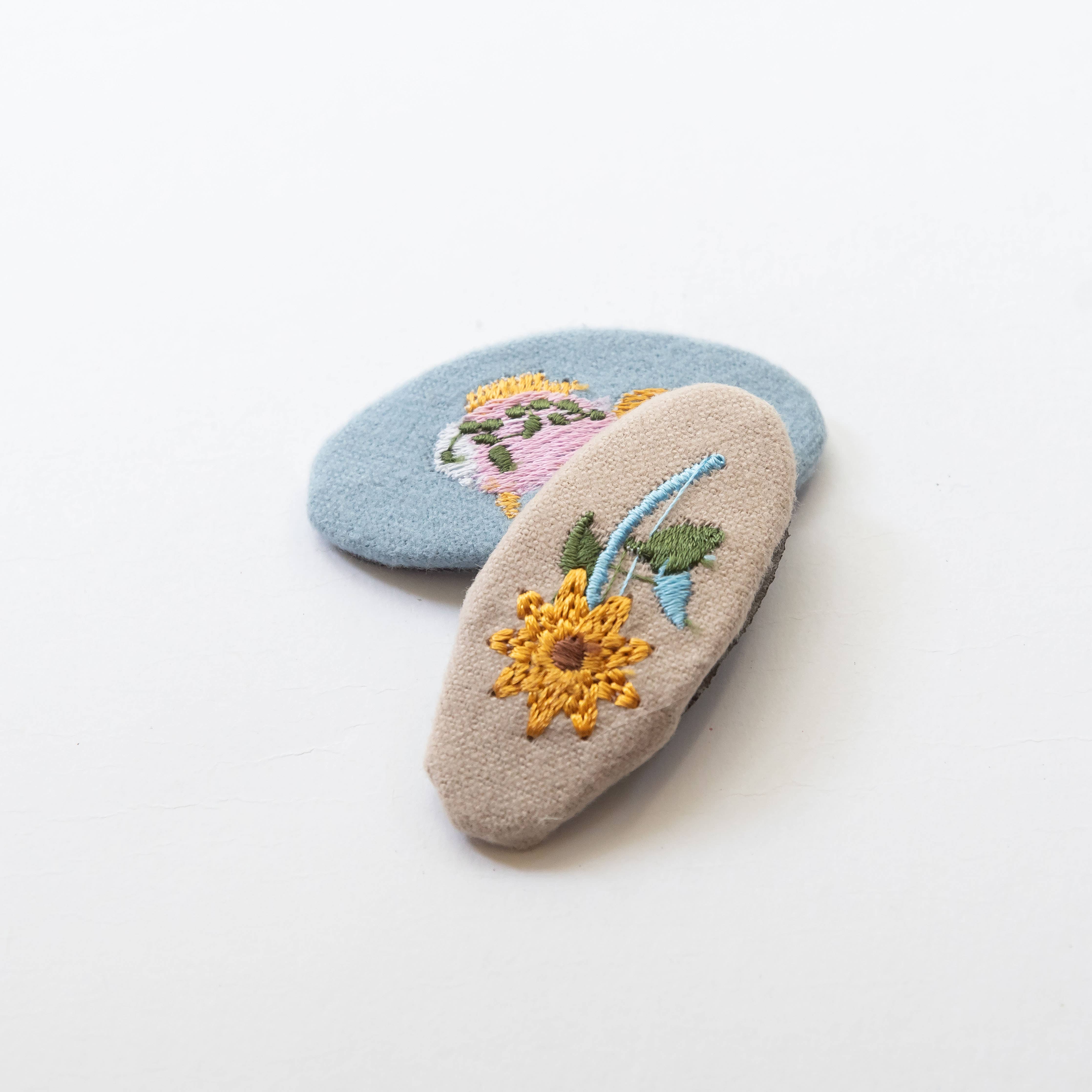 Tangle Shiny Stars - Wholesale Hair Clip - Kids - Oval Embroidered Floral and Fish Snap Hair Clips 1