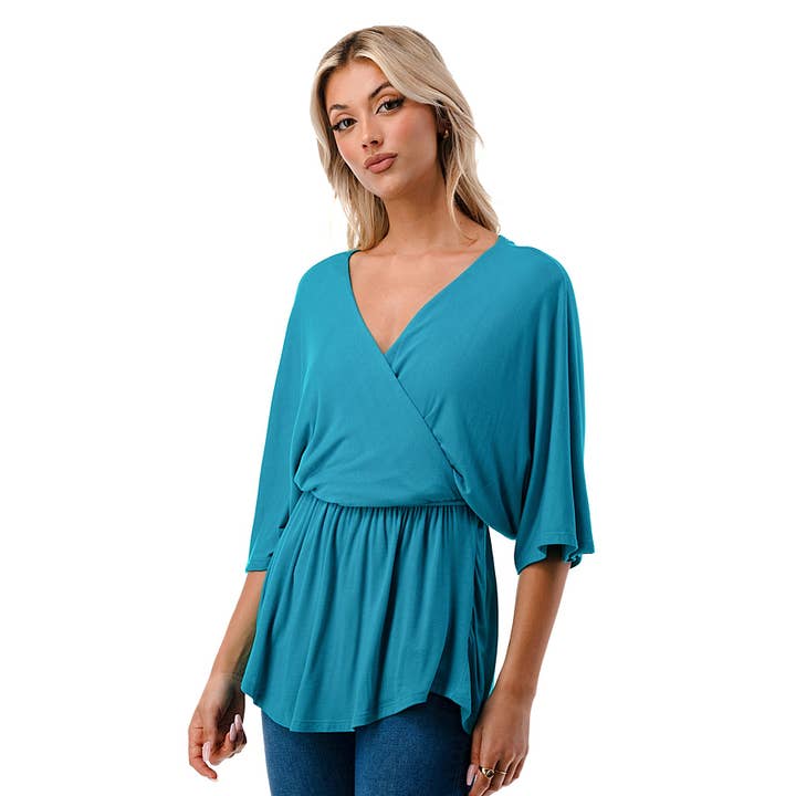 INDIGO HERMIONE KIMONO TOP (TEAL) - VT2352 for wholesale on Faire15