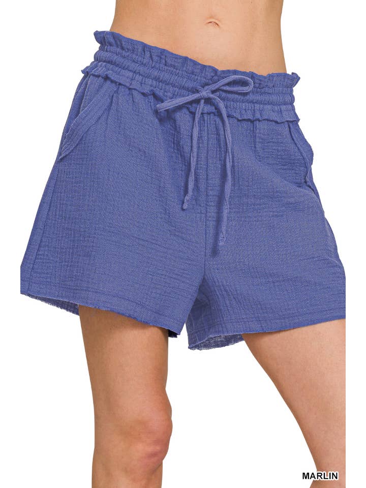 42POPS - Wholesale Shorts – Women’s - ",,.._ Double Gauze Drawstring Shorts w/ Pockets7