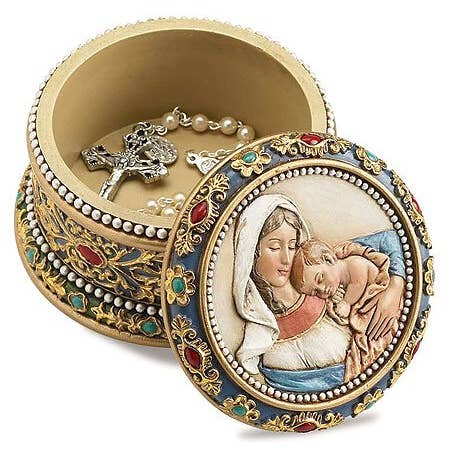 3.5" Dia Madonna & Chld Rsy Bx for wholesale by Christian Brands Catholic