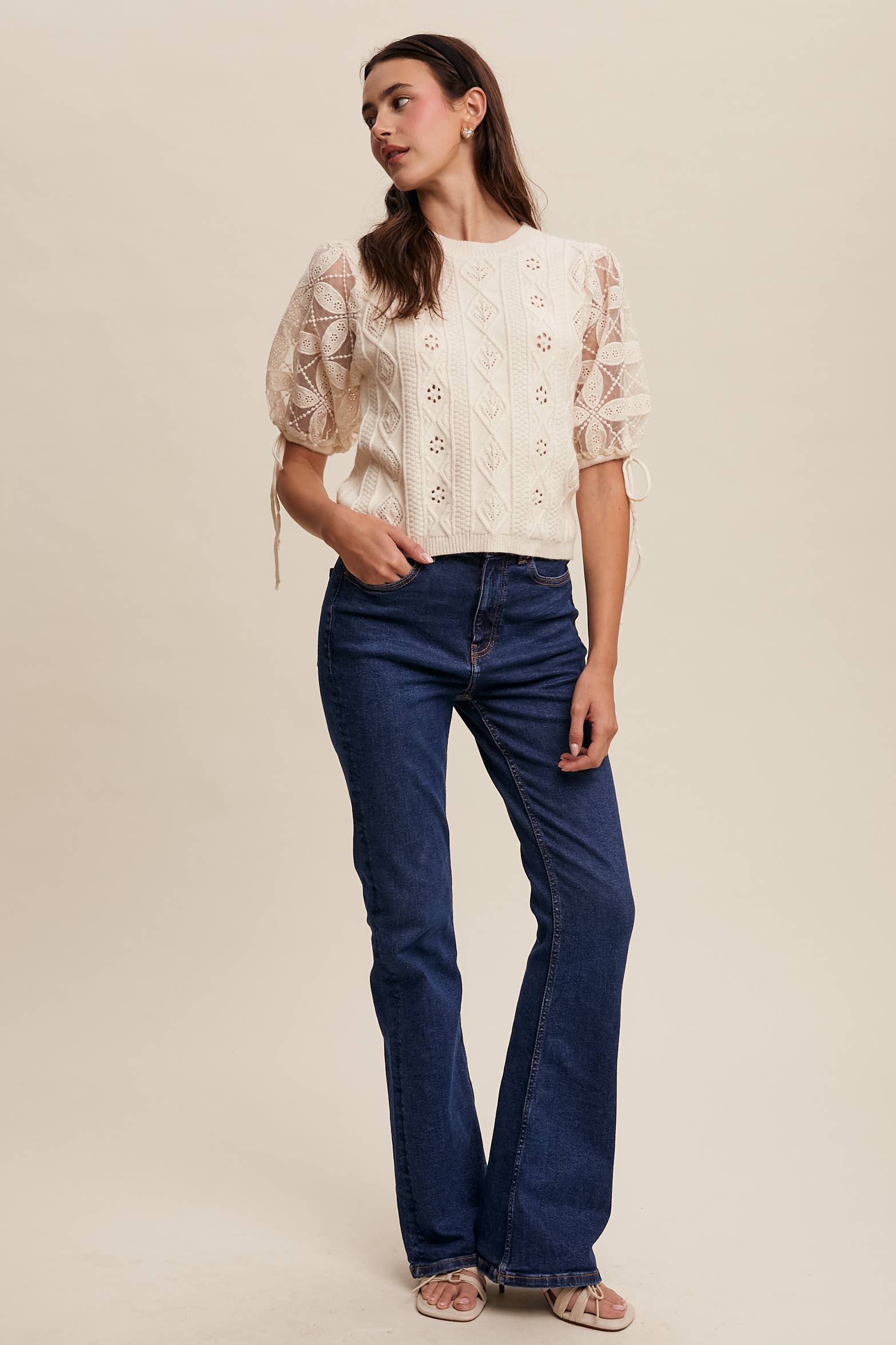 Listicle – Pulôver - Mulher por atacado – Top de Malha com Mangas Bufantes e Ilhós20