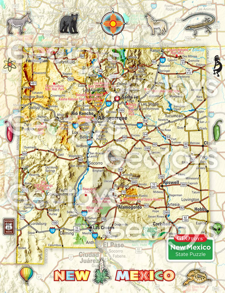 Geotoys - Wholesale Puzzle - Adult - Geotoys 100 Piece Magnetic Puzzle - New Mexico1