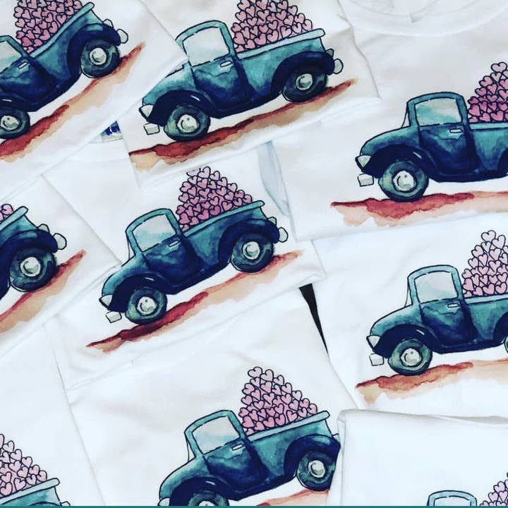 Truckload of Love Valentine Watercolor for wholesale by Oh Boy! Tees