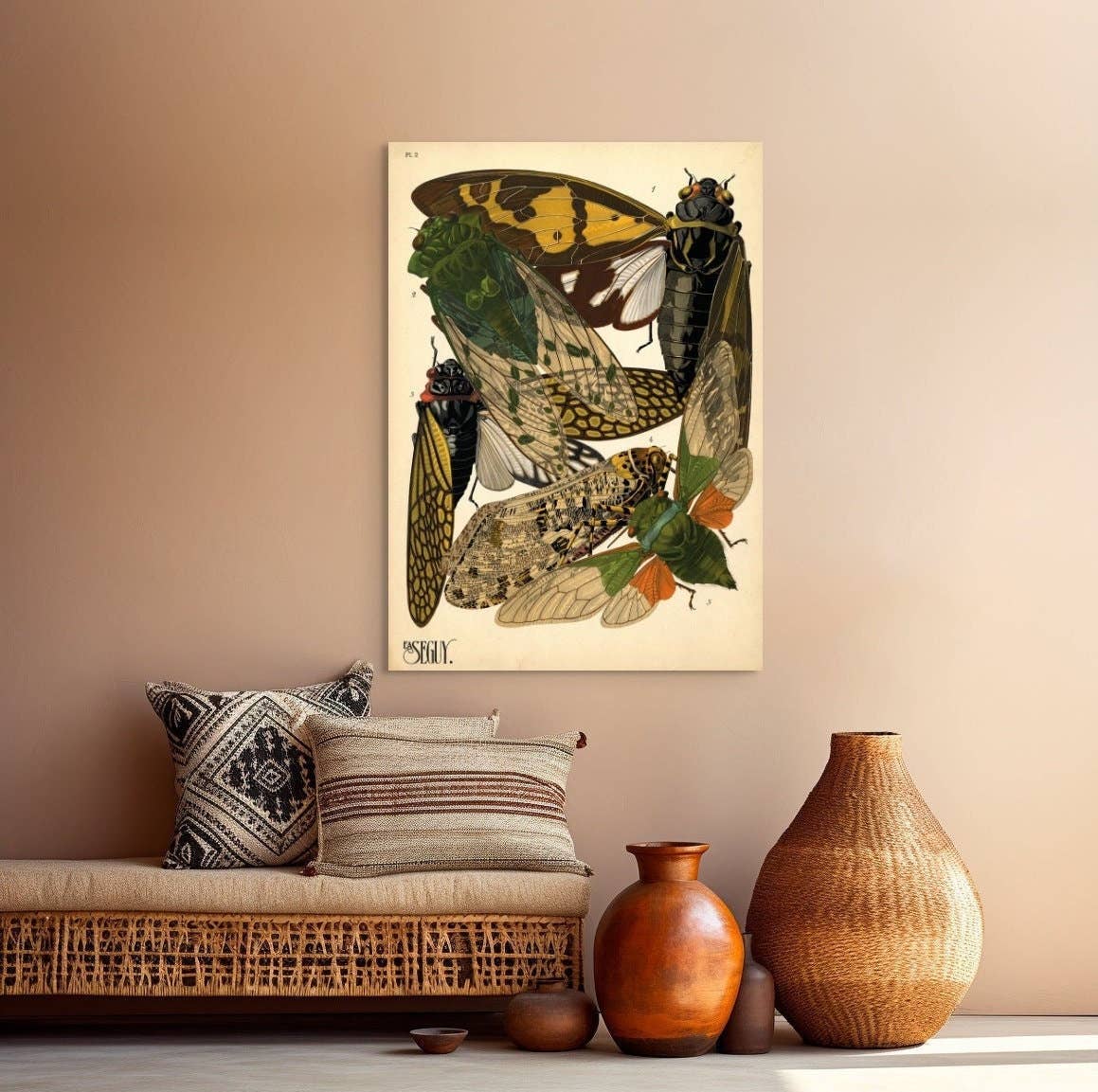Vintage Wall Graphics - Wholesale Poster - Vintage Cicadas Insect Poster Botanical Wall Art Decor0