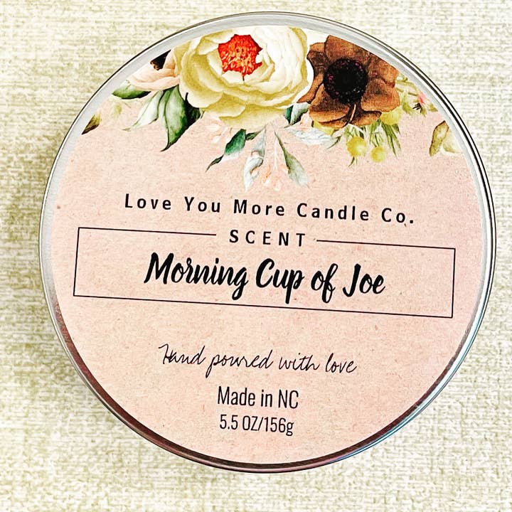 Coffee Soy Candle 8 oz tin for wholesale by Love You More Candle Company