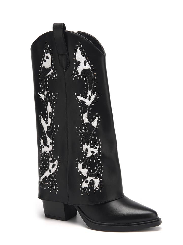 Santiag mit Leopardenstickerei und Nieten 4021 für den Großhandel von C'M PARIS