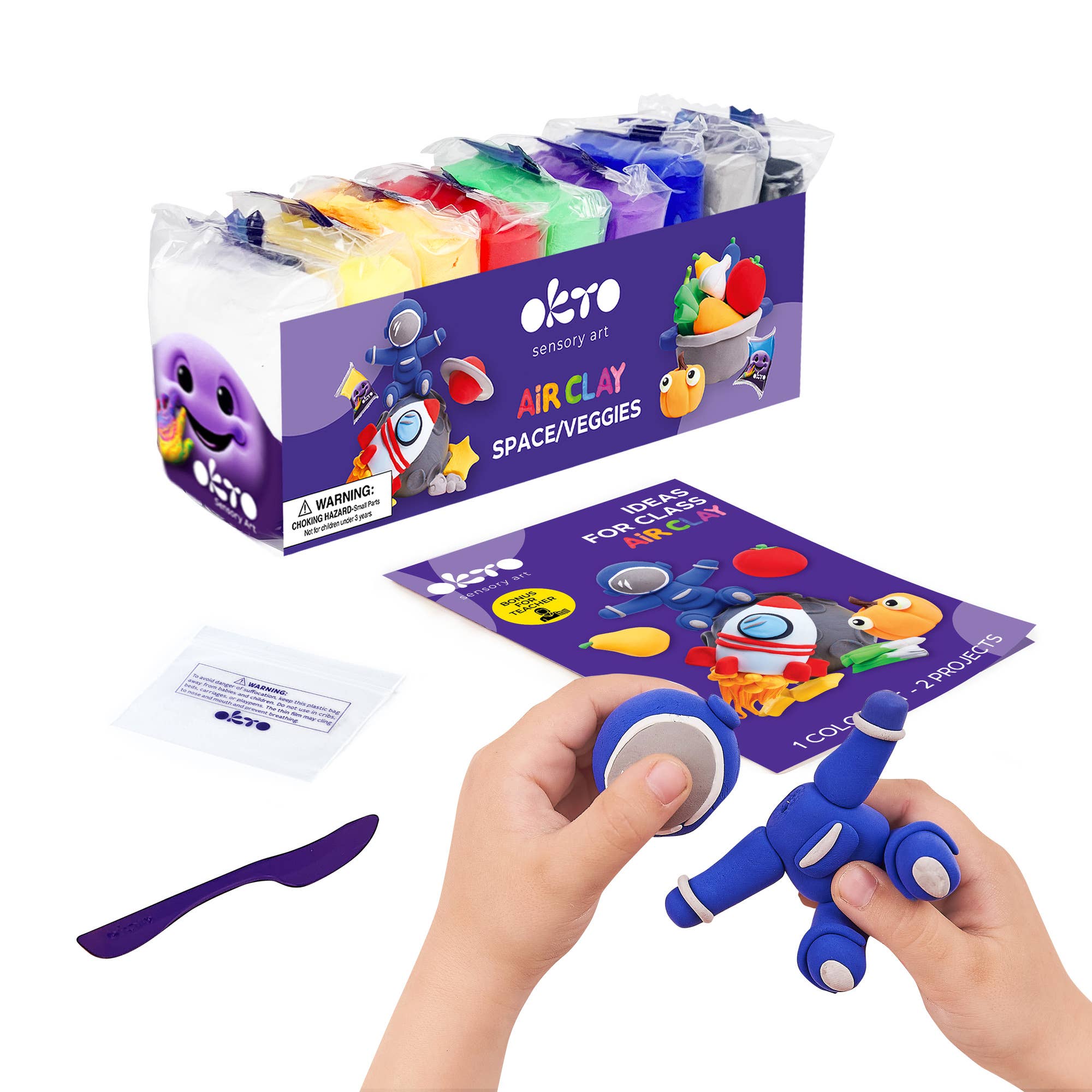 Fainotoys - Vendita all'ingrosso Argilla - Set di argilla aerea 10+1 Forniture scolastiche ТМ ОКТО Spazio/Verdure1