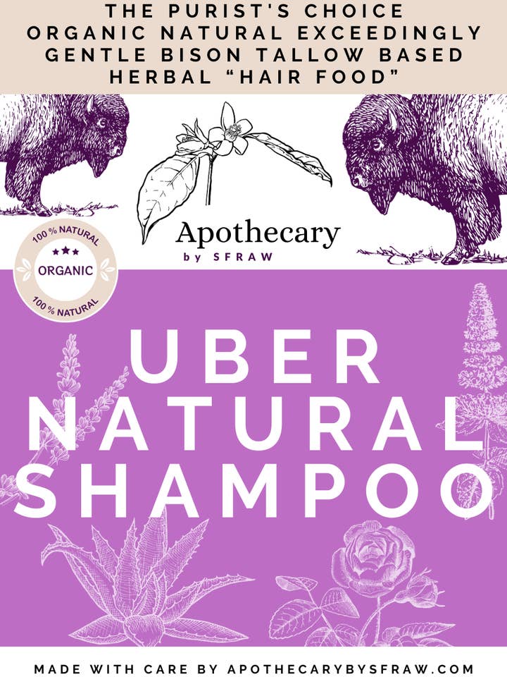 Shampoo naturale Uber - Erbe, sego di bisonte ed EO «Hair Food» per la vendita all'ingrosso da parte di Apothecary by SFRAW