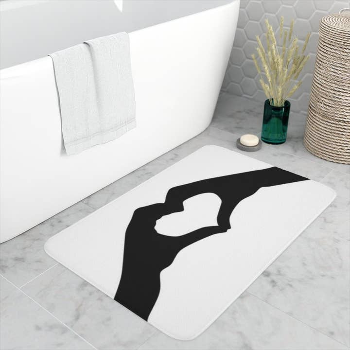 Unieke badmat van traagschuim - antislip badkamermat 24 inch x 26 inch zachte vloermatten badkamerdecor hart handen positieve bevestiging badmat voor wholesale door Ambiguous Designs