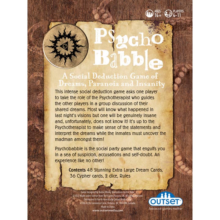Outset Games and Cobble Hill Puzzles - Wholesale Board Game - Psychobabble - A Mind-Bending Game of Dreams and Deception!