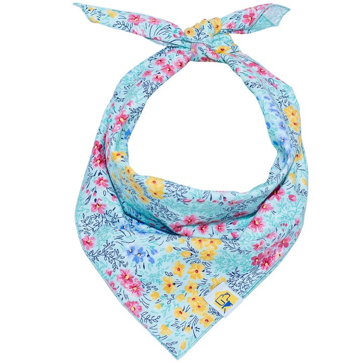 Cyan Wildflowers Dog Bandana for wholesale by Home With Hound