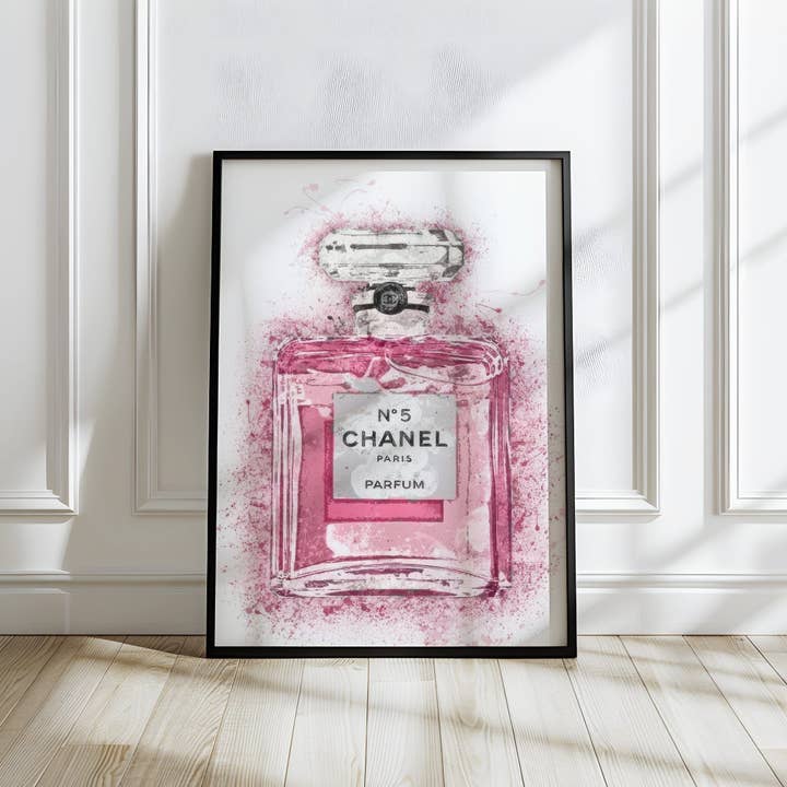 Chanel No. 5 Pink Wall Art | Glamorous Fashion Bold Luxury Style Print for wholesale by Belter Prints