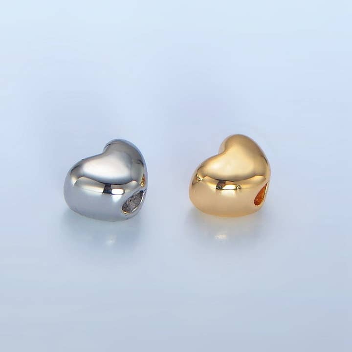24K Gold Filled 5mm Chubby Heart Minimalist Bead in Gold & Silver | B063 for wholesale by Aim Eternal