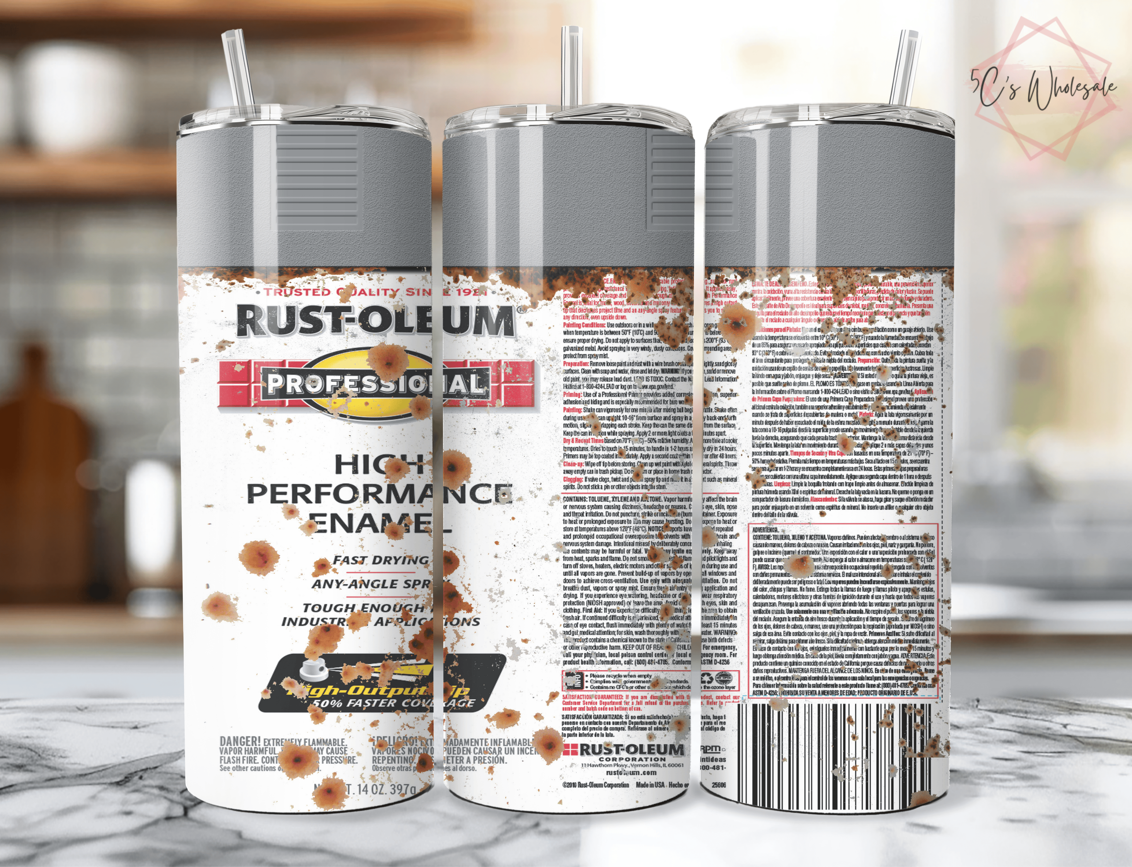 5C's Wholesale - Wholesale Insulated Mug/Tumbler - Spray Paint Grey Tumbler0