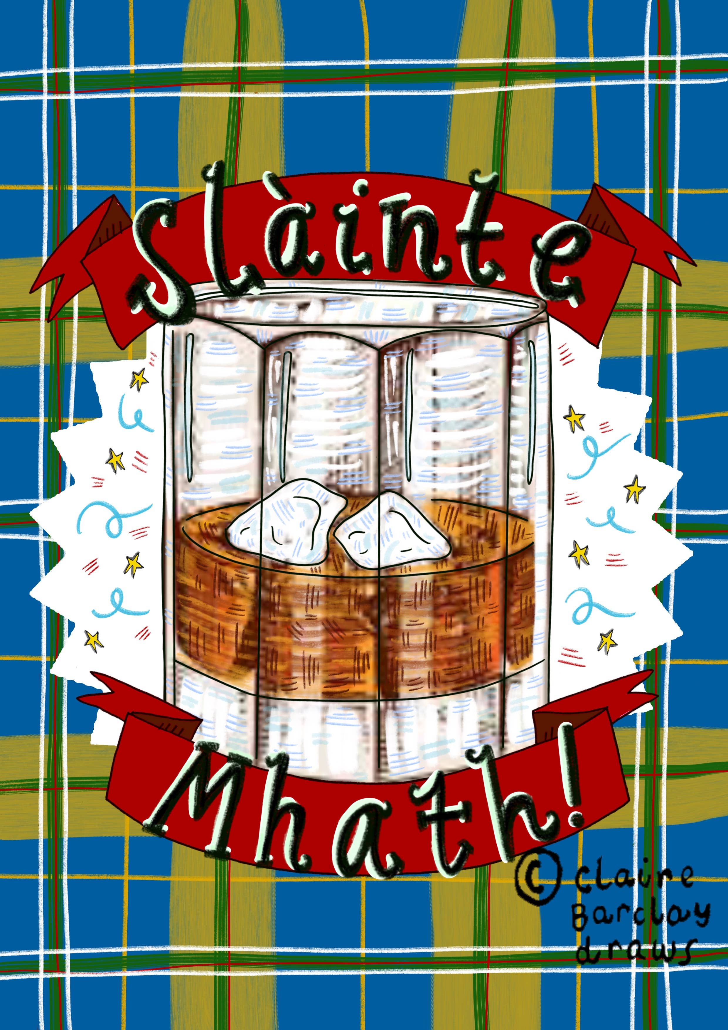 Claire Barclay Draws - Wholesale Everyday Greeting Card - Slainte Mhath! (Cheers! in Gaelic) A6 Card2