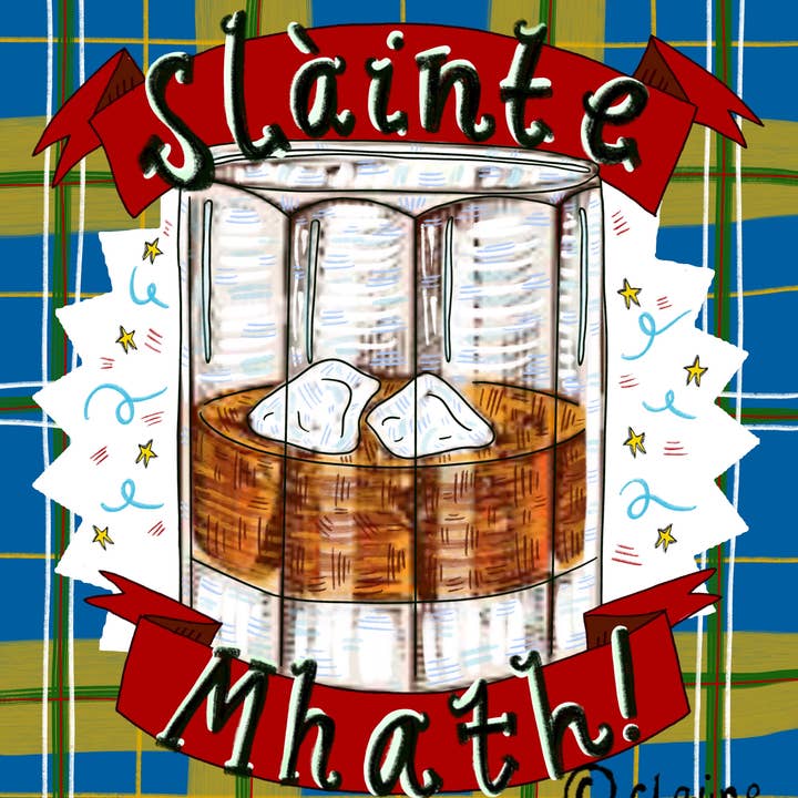 Claire Barclay Draws - Wholesale Everyday Greeting Card - Slainte Mhath! (Cheers! in Gaelic) A6 Card2