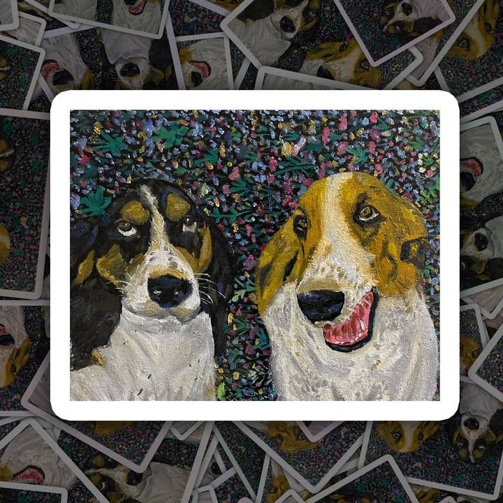 Durable Vinyl Sticker, Basset Hound Dog Design for wholesale by Deking Art