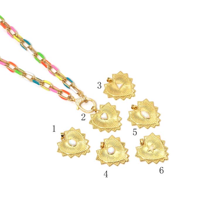 BestBeads&Beyond - Wholesale Pendant/Charm Necklace - Long Oval Link Chain Necklace with Heart Pendant,sku#EF294