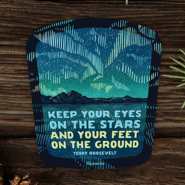 Eyes On The Stars Aurora Sticker for wholesale by Alpinecho