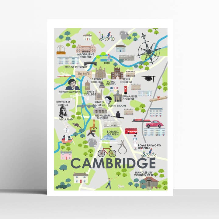 MAPA ILUSTRADO DE CAMBRIDGE para venta al por mayor de Betty Boyns Designs