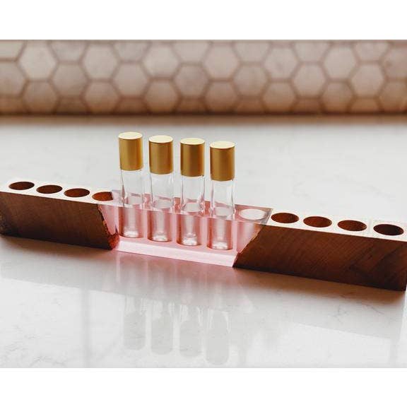 13 Roller bottle Essential Oil Holder Maple & Rose Resin for wholesale by Zia Zensations Inc.