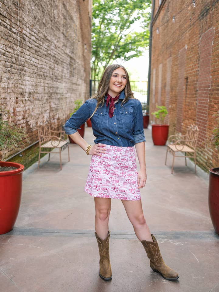 Langley Skirt Virginia Tech Maroon & White for wholesale by Pittypat's Clothing Co.
