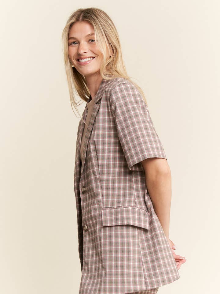 ENSEMBLE 2 PIÈCES BLAZER À CARREAUX GRANDE TAILLE pour la vente par JADE BY JANE