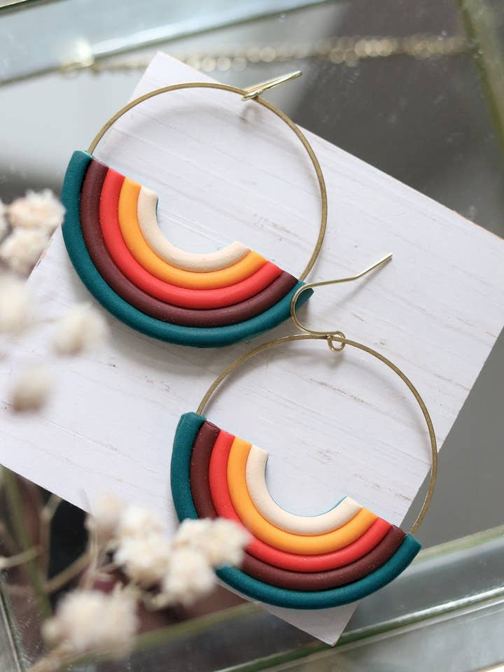 Carry On Polymer Clay Hoop Earrings for wholesale by Petal & Posy