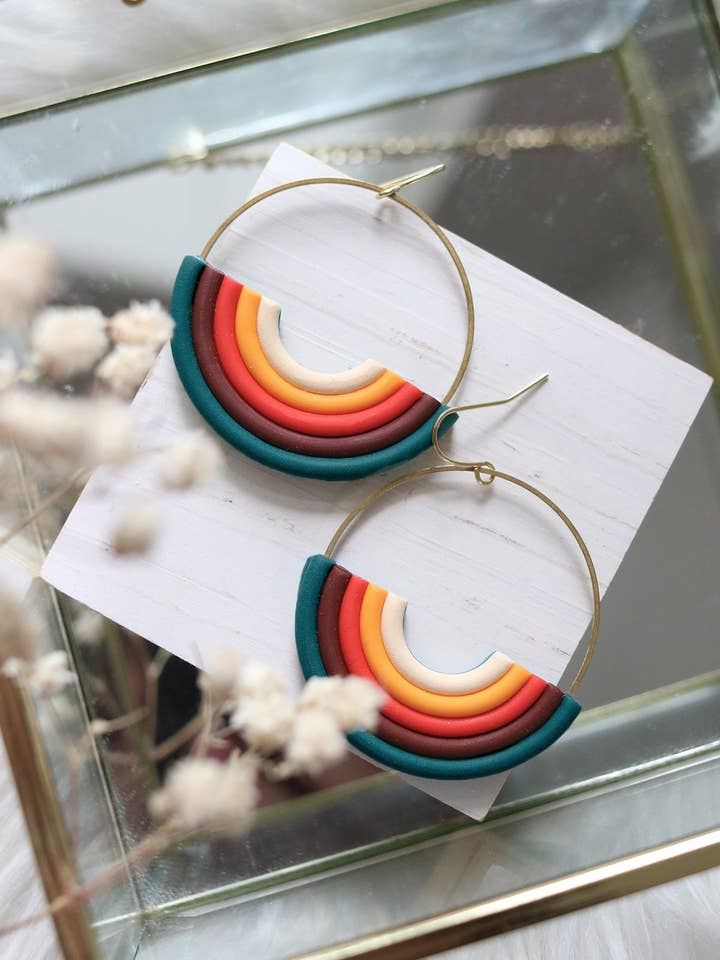 Carry On Polymer Clay Hoop Earrings for wholesale by Petal & Posy