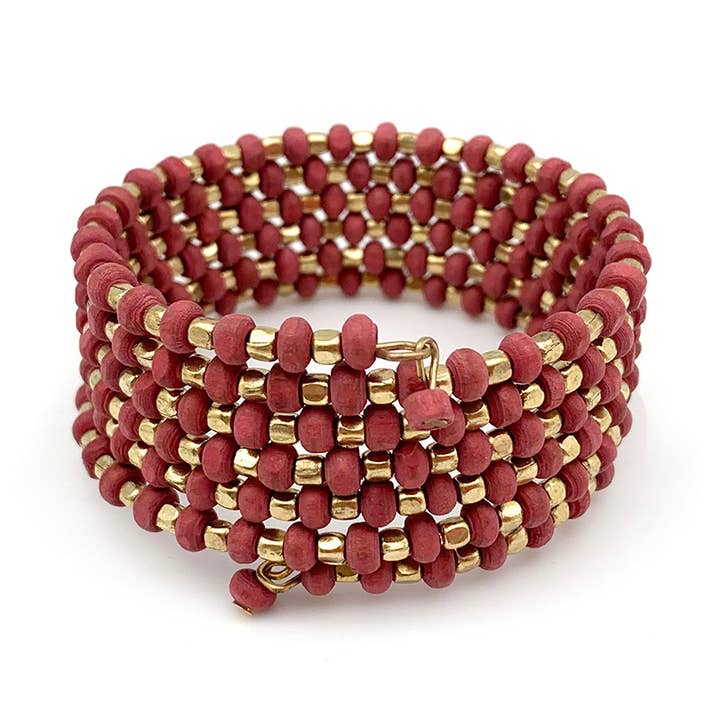 Sachi Mulberry Mix Armband, große Spirale, dunkelrosa für den Großhandel von Anju Jewelry