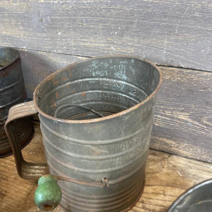 My Amigos Imports - Wholesale Sifter - CLEARANCE-Antique-ER-Vintage Metal Flour Sifter-7x6 inch-$127