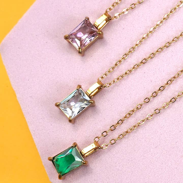 JOSSLYN by wall to wall - Wholesale Pendant/Charm Necklace - 18K STAINLESS STEEL TARNISH FREE GLASS NECKLACE | 40NK9444