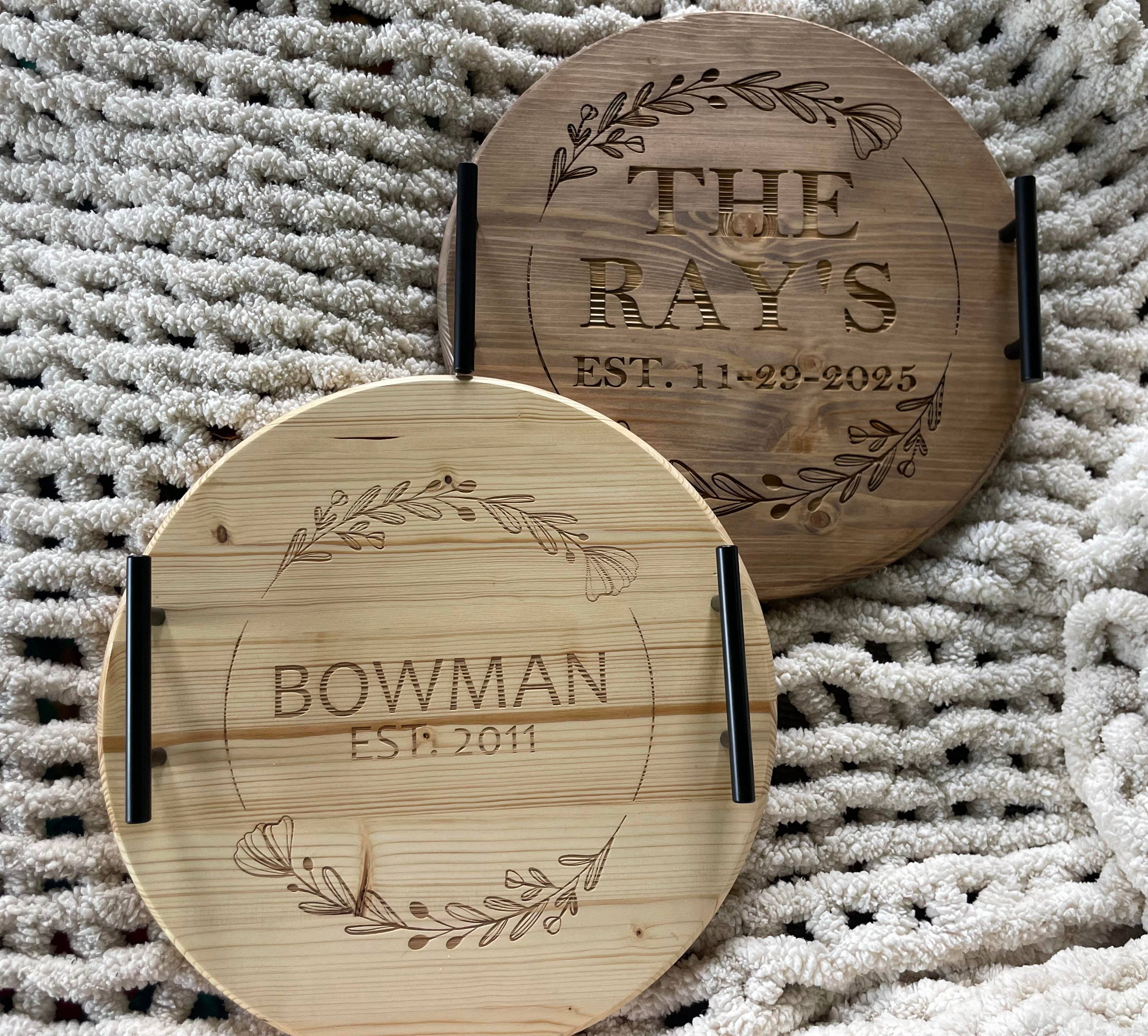 Oak And Iron Engraving - Wholesale Serving Tray - Personalized Serving Tray with Handles2