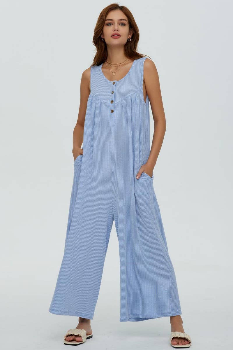 NINEXIS - Wholesale Jumpsuit - Women's - CWSJS0720_SOLID COLOR CASUAL LOOSE POCKET JUMPSUIT0