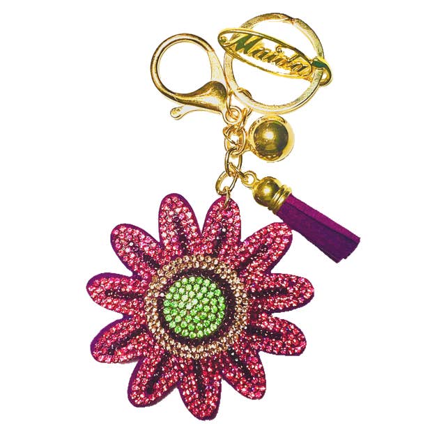 *PORTE-CLÉS EXCLUSIF LA PALOMA FLOWER RHINESTONE pour la vente par Maida Designs